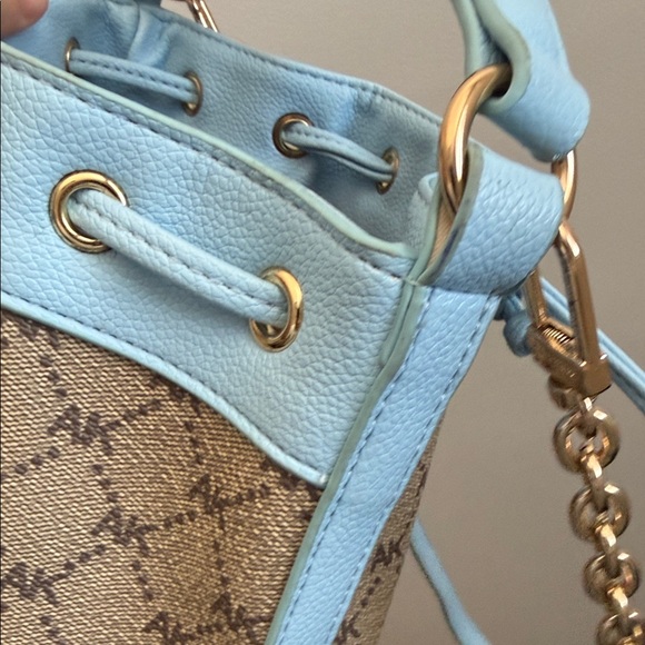 Anne Klein Light Blue and Tan Mini Bag - Picture 11 of 13